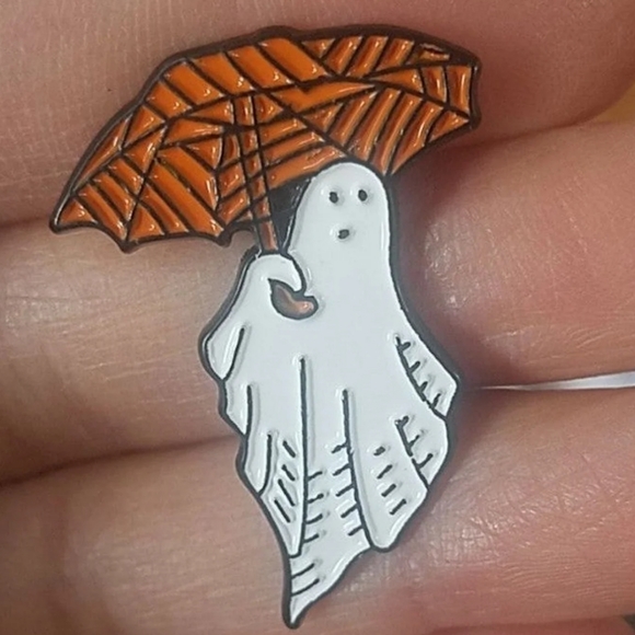 Jewelry - *2 for $13* Spooky Ghost W/ Umbrella Enamel Pin